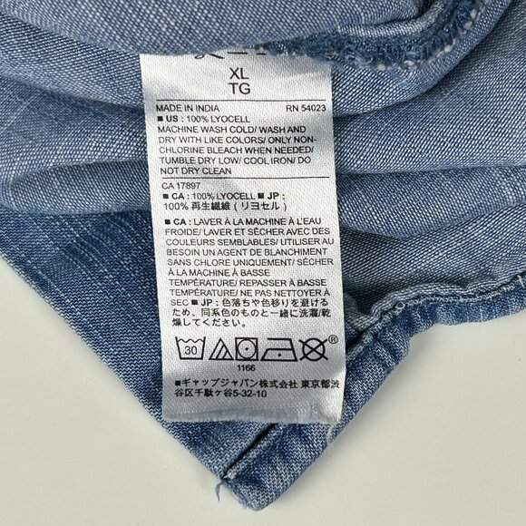 Banana Republic Shirt Womens XL Chambray Boyfriend Fit Button Back Pullover Blue - Picture 12 of 13